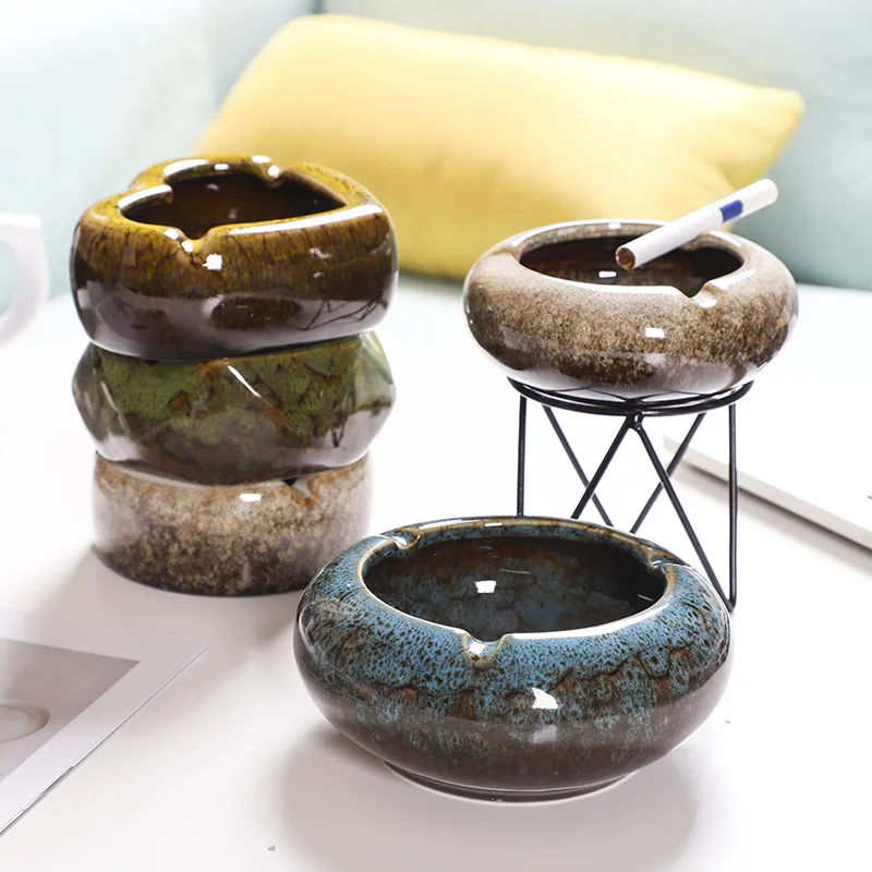 Nordic kiln turned ceramic ashtray creative home living room personality trend office hotel fashion blue green yellow
