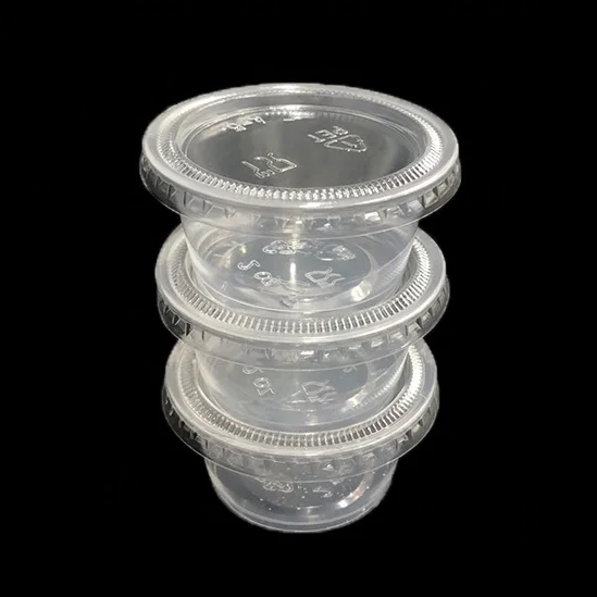 2oz Airline clear disposable plastic pp sauce cups and lids cooked food deil delicatessen container