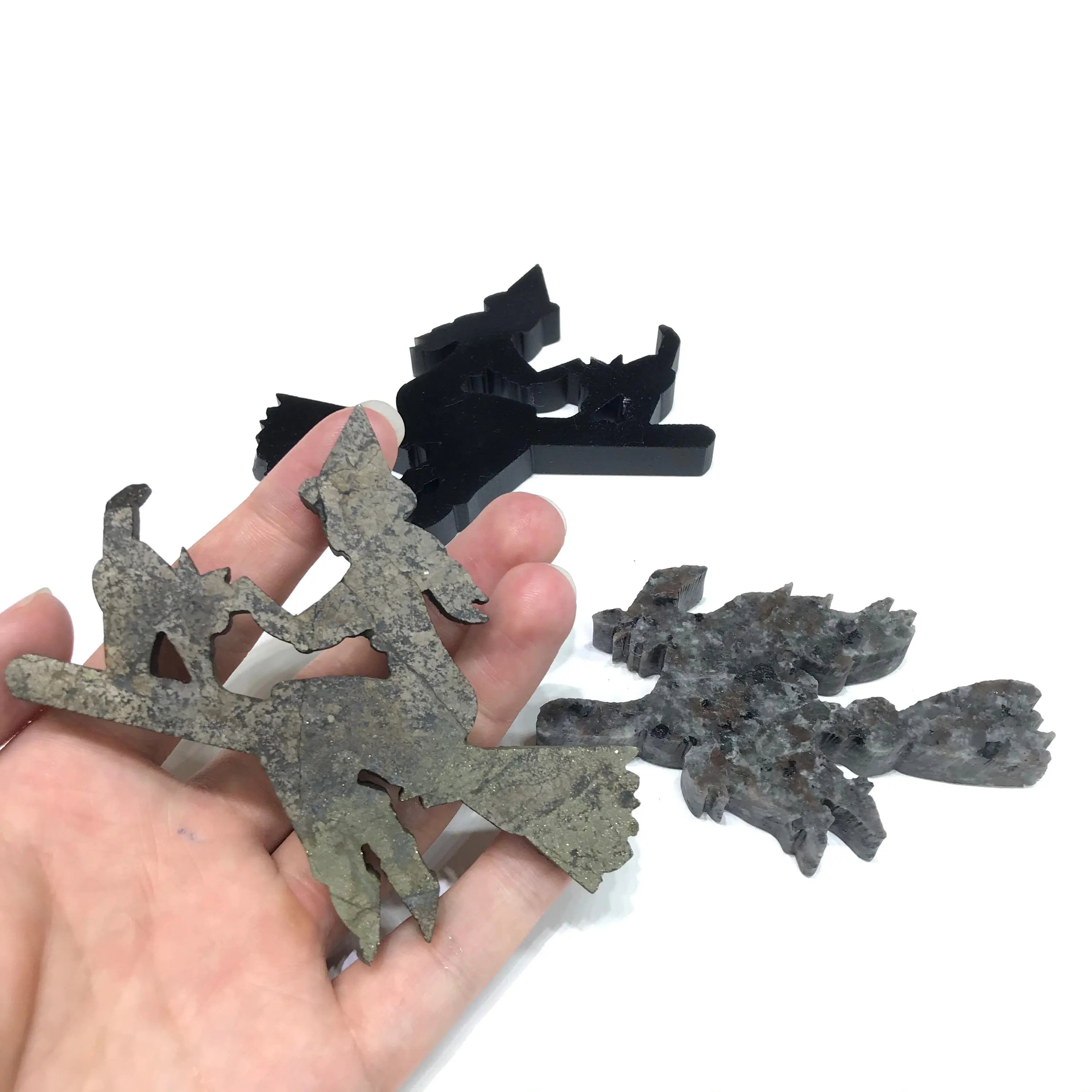 Natural High Quality Obsidian Fire Stone Pyrite Crystal Halloween Witch For Decoration Gifts