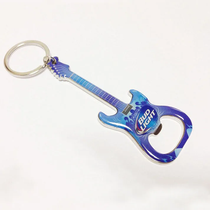 stainless steel custom epoxy metal guitar bottle opener keychain