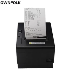 OWNFOLK 80mm Thermal Receipt Printer Automatic cutter Restaurant Kitchen POS Printer USB+Ethernet printer Serial port