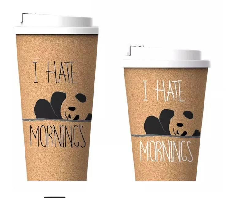 350ML pp double layer cork reusable biodegradable portable coffee cup