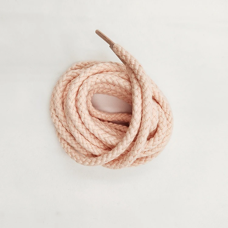 Durable Beige Spiral Round Sneaker Shoe Laces Thick Cotton Hemp Rope Shoelaces natural cord laces
