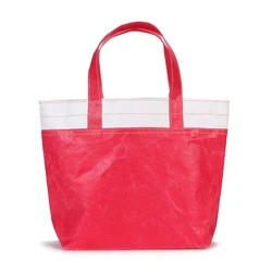 GRS certificate Low price zipper closure Portable Eco-friendly recycled tyvek paper tote shopping bag