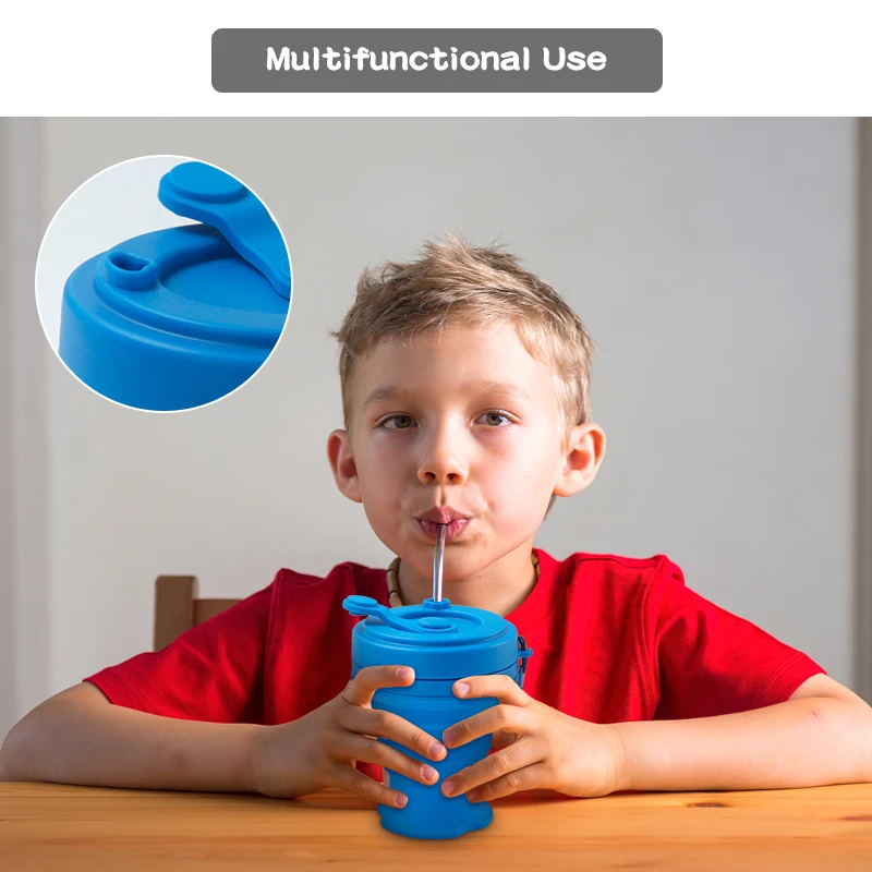 Hot Sale 400ml Bottle Food Grade BPA Folding Water Cup Outdoor Reusable Silicone Eco Friendly Foldable Travel Mug