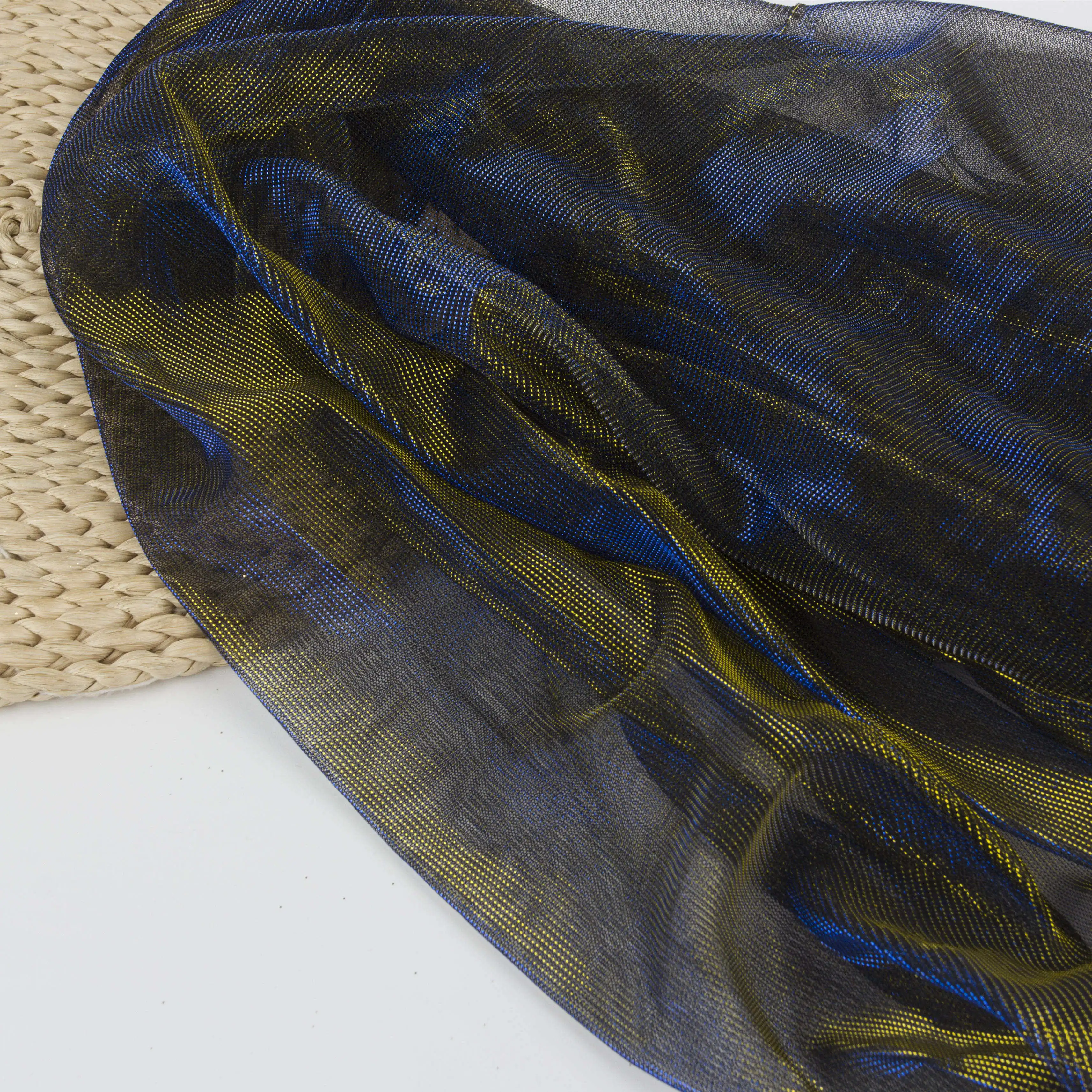 Two Tone Reflective Color Changing metallic mesh lurex moonlight Fabric for fashion dress