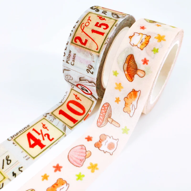 Decorative stationery custom printing cute glitter washi tape