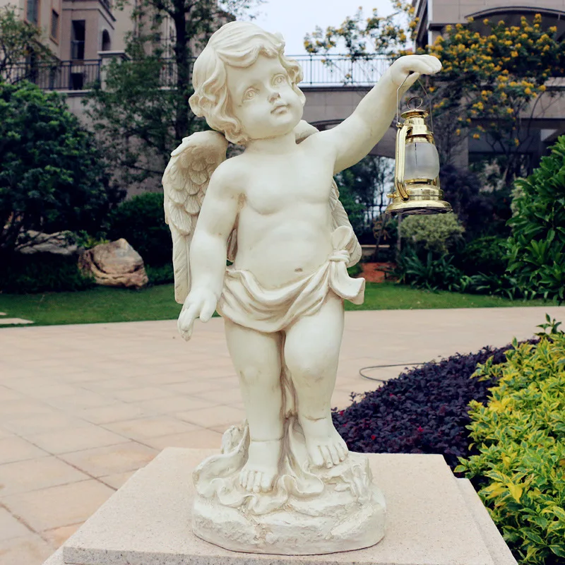 life sized marble Figure Stone statues sculpture For Garden Angel  Sculpture Lamps Art Artificial Stone Garden Landscape Statue