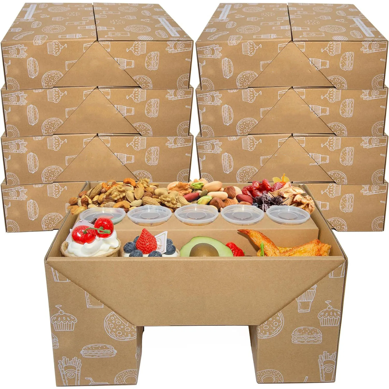 Waterproof Picnic Cardboard Box Bakery Dessert Serving Tray Catering Packaging Platter Box for Food
