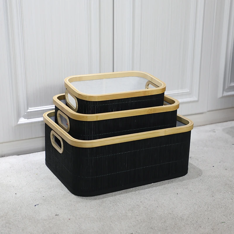 Экологически чистый Пасхальный Домашний набор для хранения 3 бамбуковых льняных корзин плетение двойных игрушек из нержавеющей стали PP Органайзер кухня ванная комната