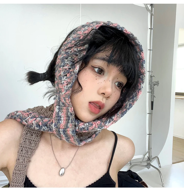 Hippie Hair Bandana Knit Headband with Long Tassel Crochet Head Wrap Boho Fashion Hair Accessory Women Knitted Head Ba