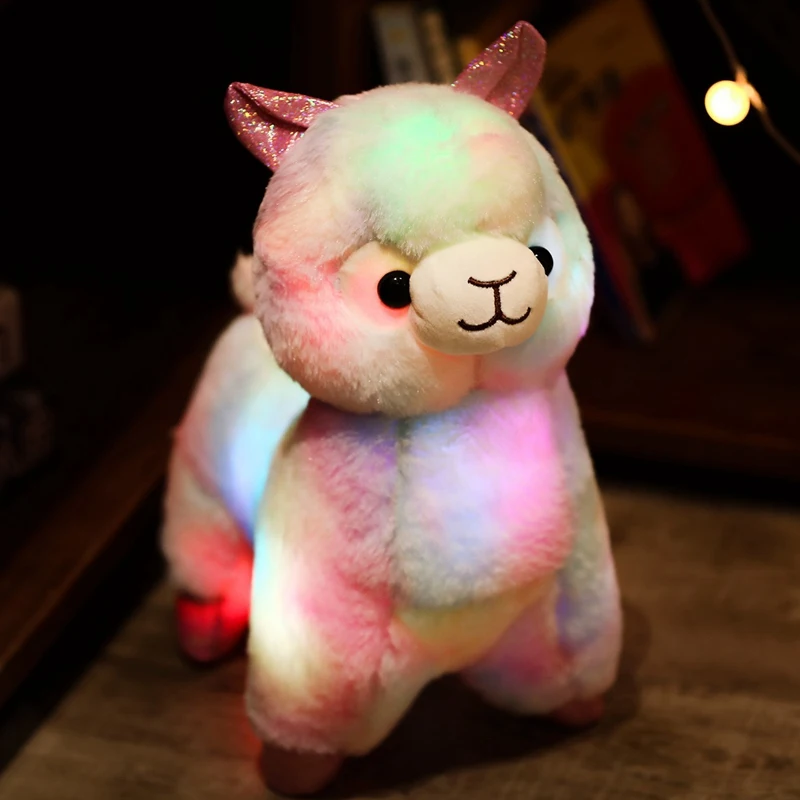 Light Up Giant Alpaca Plush Toy Stuffed Teddy LED Toys Wholesale Musical peluches Llama Animal Dolls peluche Teddy Children Gift
