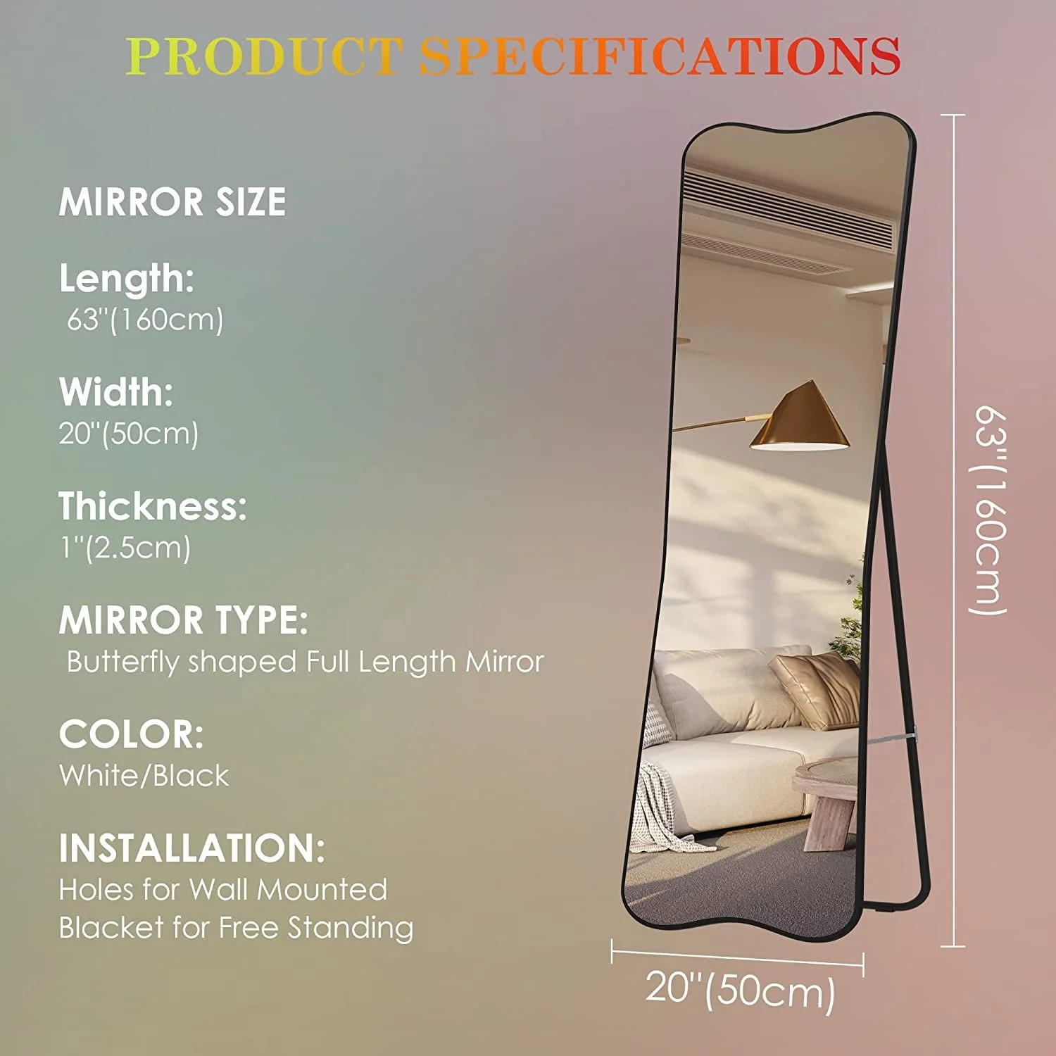 Factory price manufacturer supplier simplicity wall mounted mirror led floor