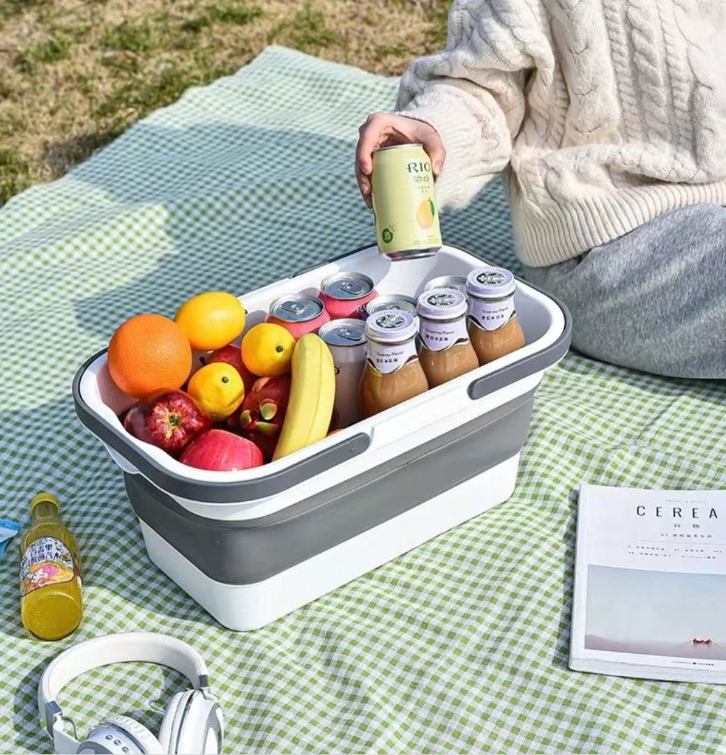 Functional Colorful Rectangle Foldable Camping Storage Portable Picnic Bucket Outdoor Travel Picnic Set