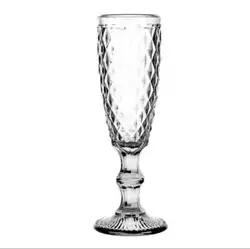 Wholesale wedding glasses Color embossed pattern Transparent Drinking cup Clear wine glasses Retro pressed water glassware