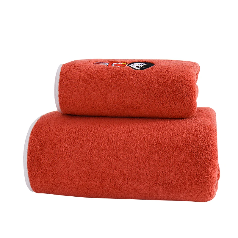 Towel custom logo coral velvet towel men and women soft absorbent wash face towel hotel available-orange