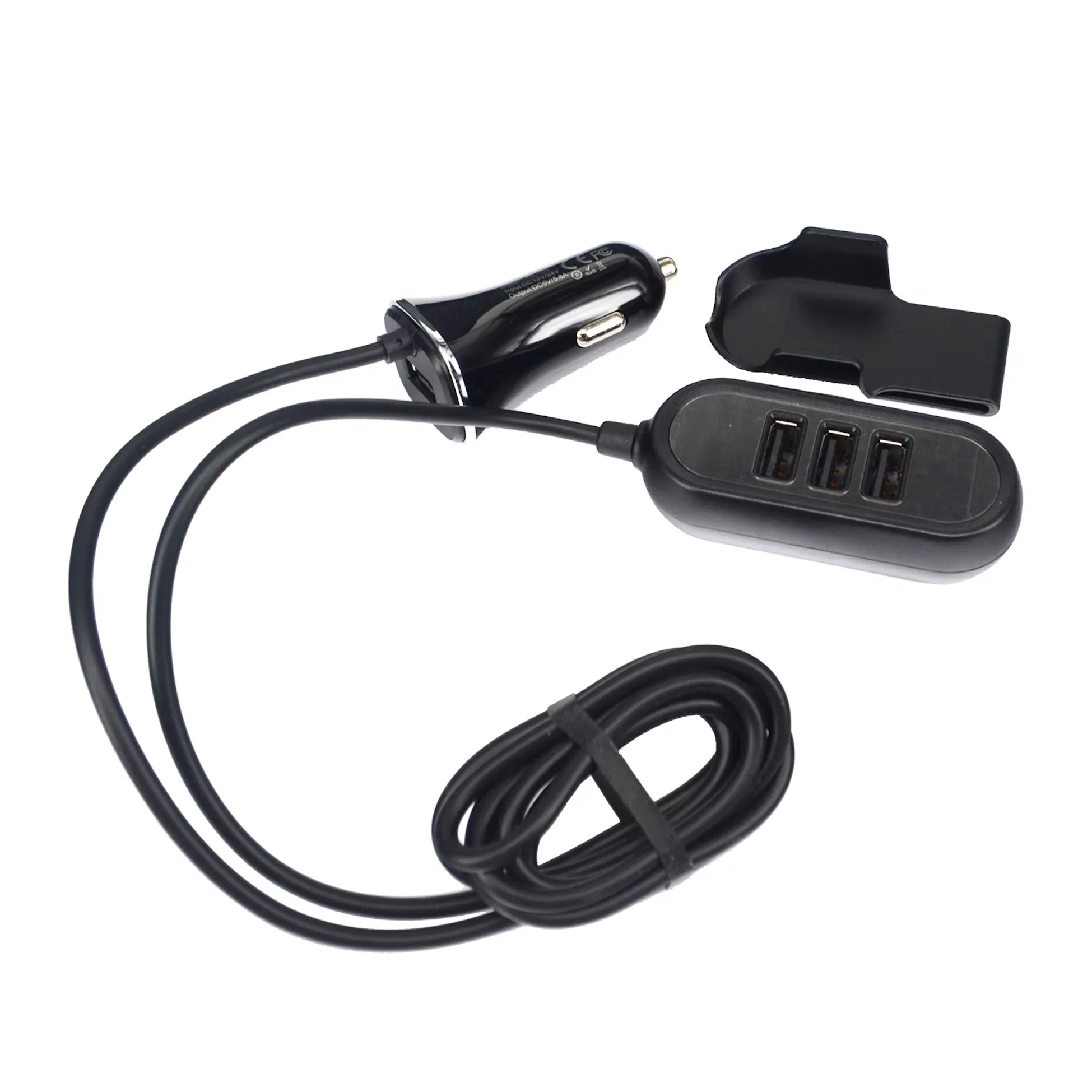 Wholesale Fast Charging Front Seat and Back Seat 4 Port USB Car Charger USB A and Type C PD With Extension Cable 1.4m