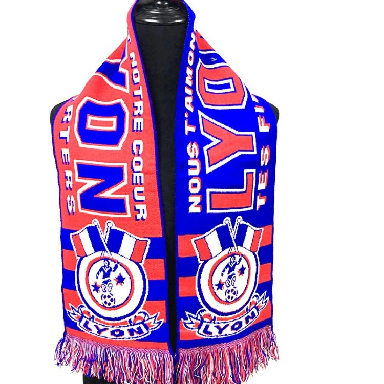 WholesalePromotional Winter Jacquard Sport Custom Football Soccer Acrylic Knit Fan Scarf pass BSCI in LIGUE 1