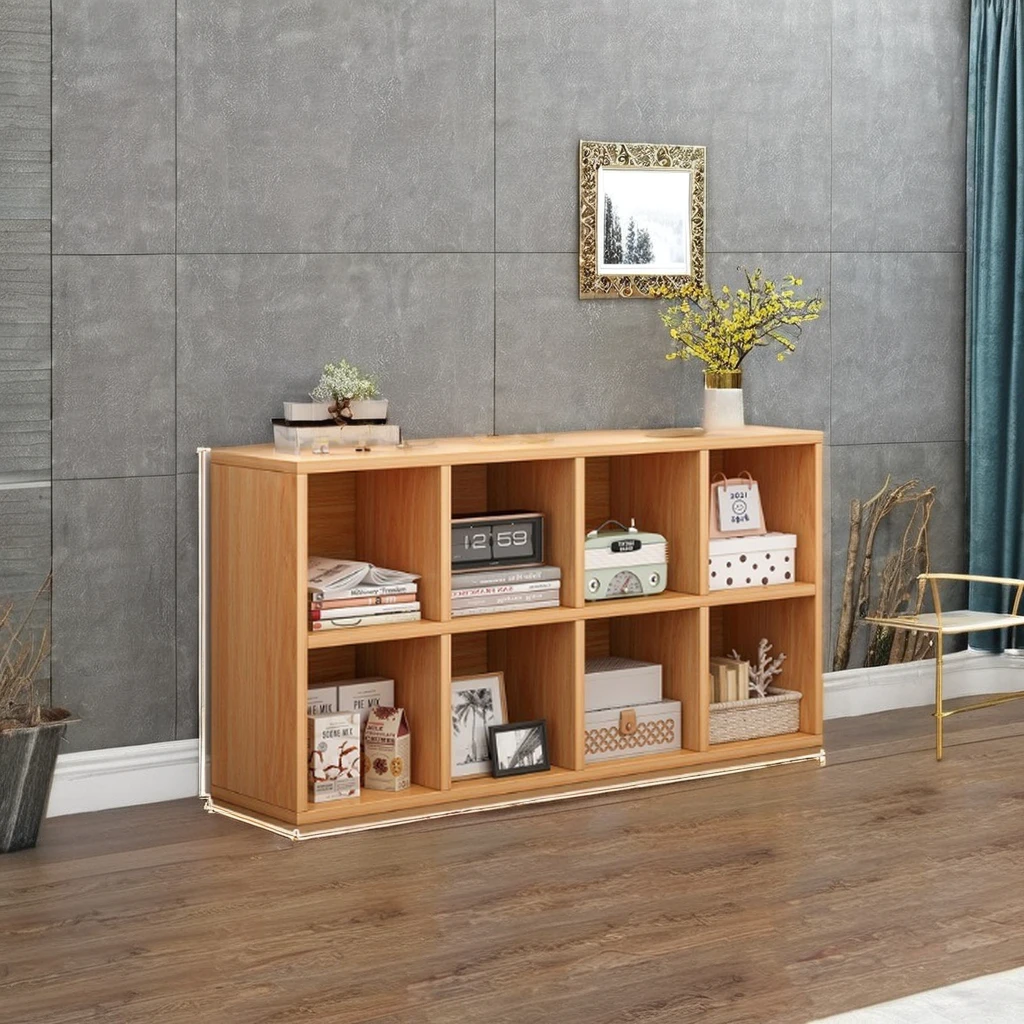 Simple eight-grid multi-layer bookshelf kitchen bookshelf low bookcase with storage rack can be used for home or office reading