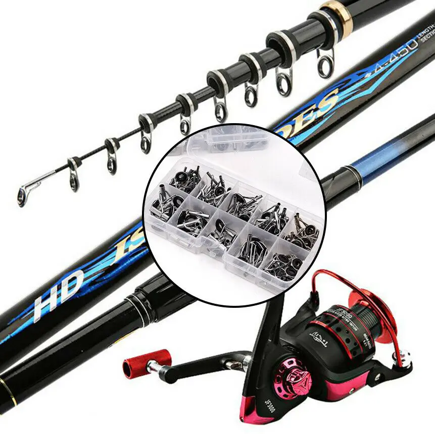  Free Shipping Dropship 8 Sizes Set 80PCS Ceramic Guide Tips Top Eye Rings Line Fishing Rod Repair