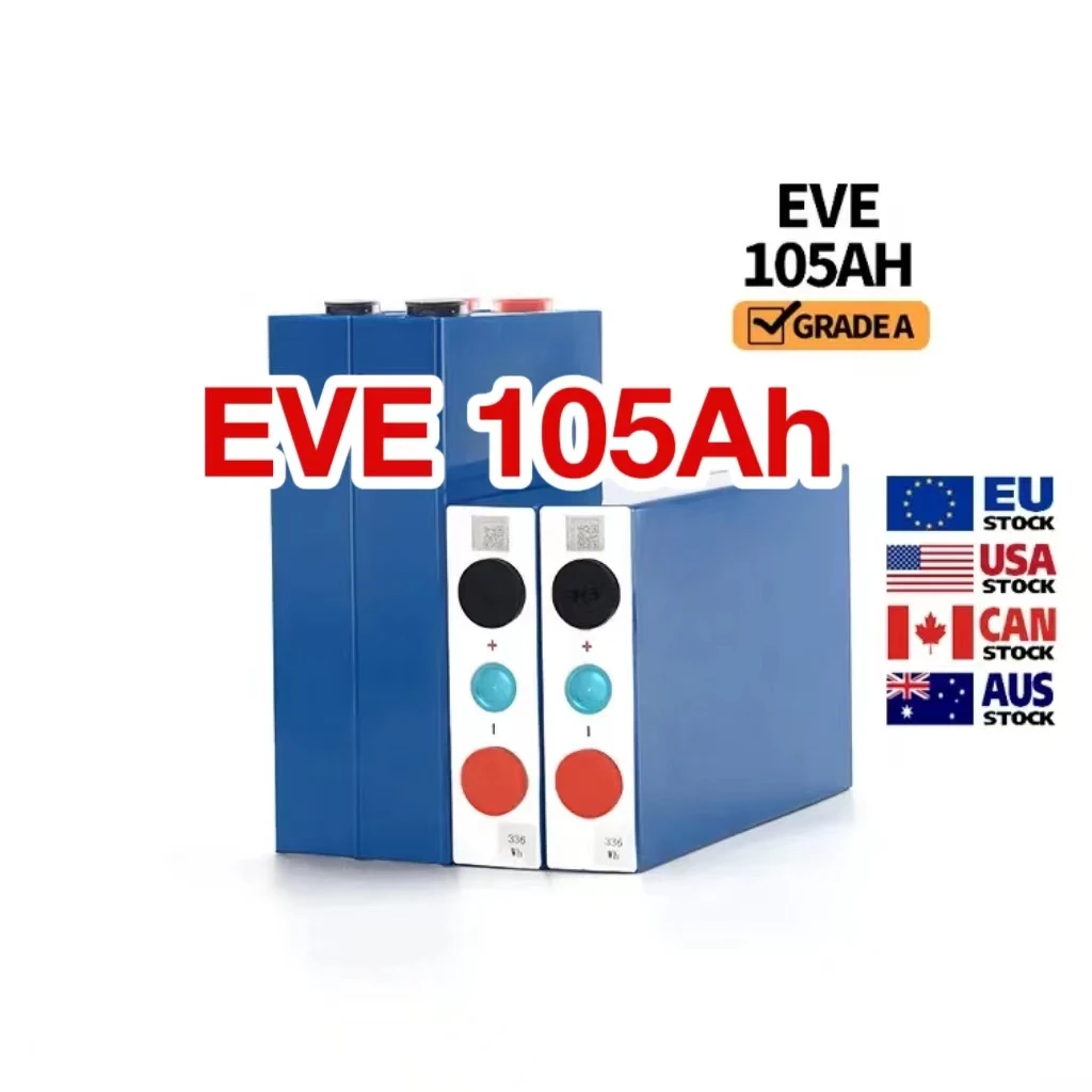 Grade A EVE LF105 105Ah 3C 315A Lifepo4 3.2V Rechargeable lithium Ion Battery Cell Lipo 100AH 110Ah Golf Cart RV Forklift Pack