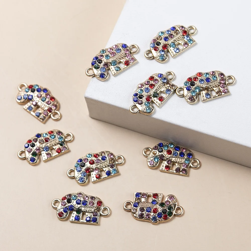 Fashion Colorful Crystal Elephant CZ Micro Pave Connector Charms DIY for jewelry making Pendants Necklaces Jewelry Accessories