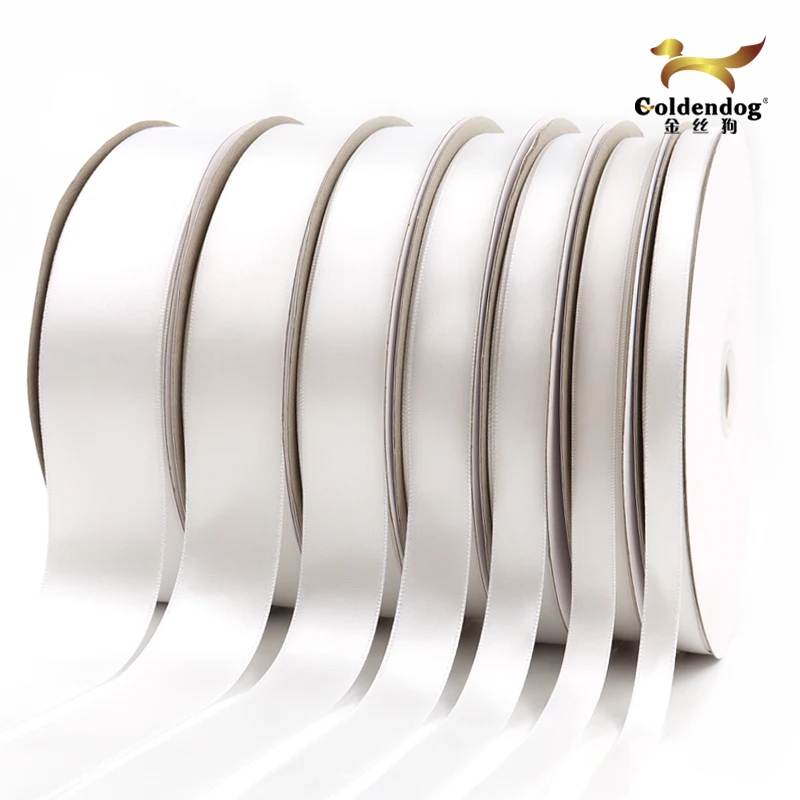 Mafolen High Quality Multi Size Custom 100% Polyester Double Face White Satin Gift Ribbon Wholesale
