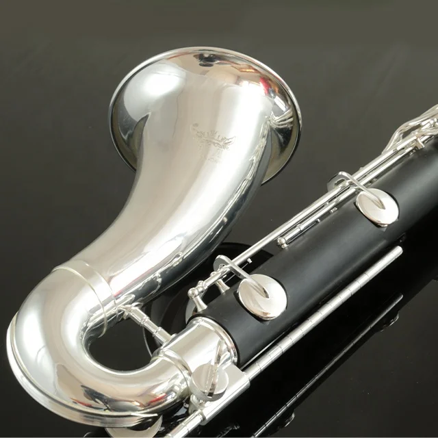 Roffee Musical instrument ABS body silver plated 19 Key Low E Bass clarinet