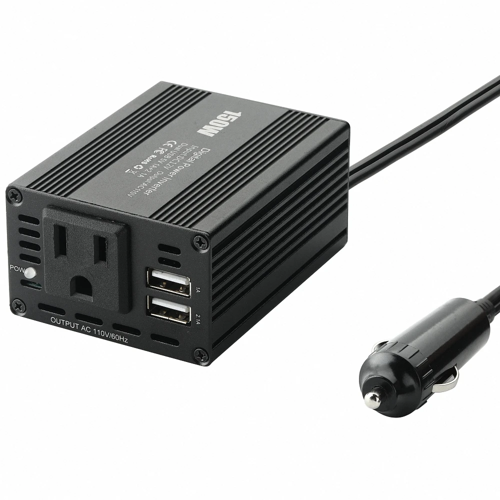 Ready ship 12 220 volt Output voltage AC110 150w car power inverter 12v dc to 110v ac converter