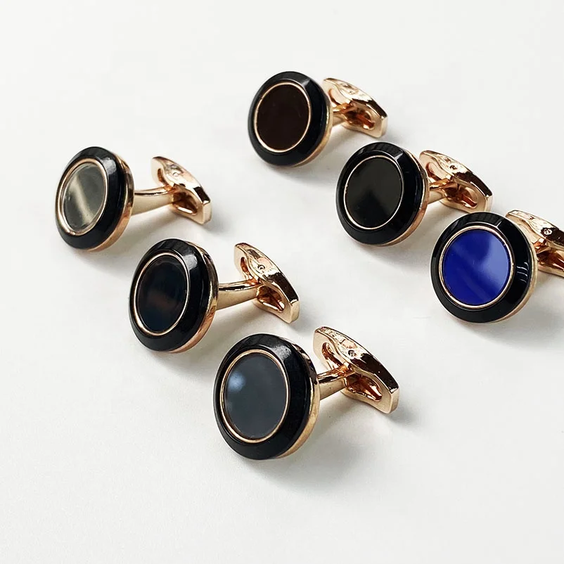 Wholesale Top Quality Blue Gold Silver Rose Gold Color Stainless Steel Tie Clip Cufflink Set Custom Blank Metal Shirt Cufflink