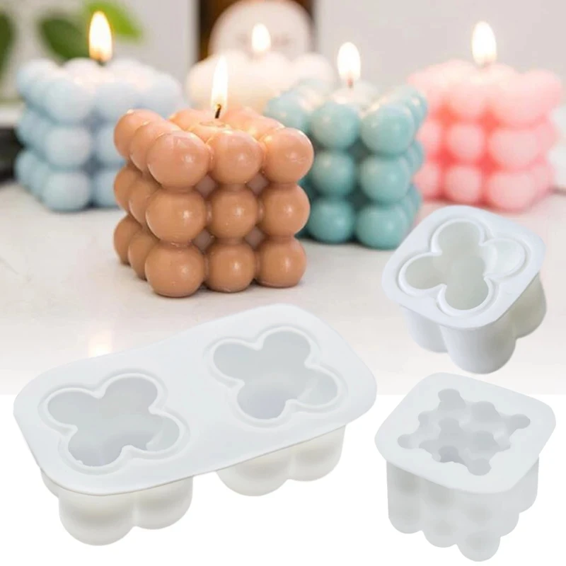DIY 3D aromatherapy bubble Cube candle molds home decor mini hand candle silicone mold
