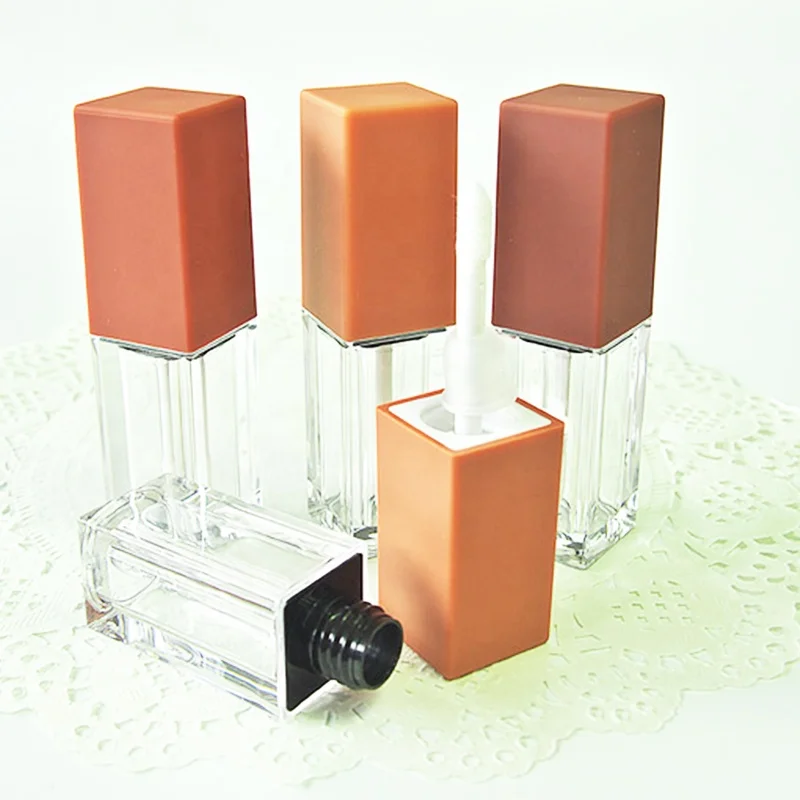 
wholesale ready to ship square mixed colors empty lip gloss tube liquid lipstick container 5ml for lip color 