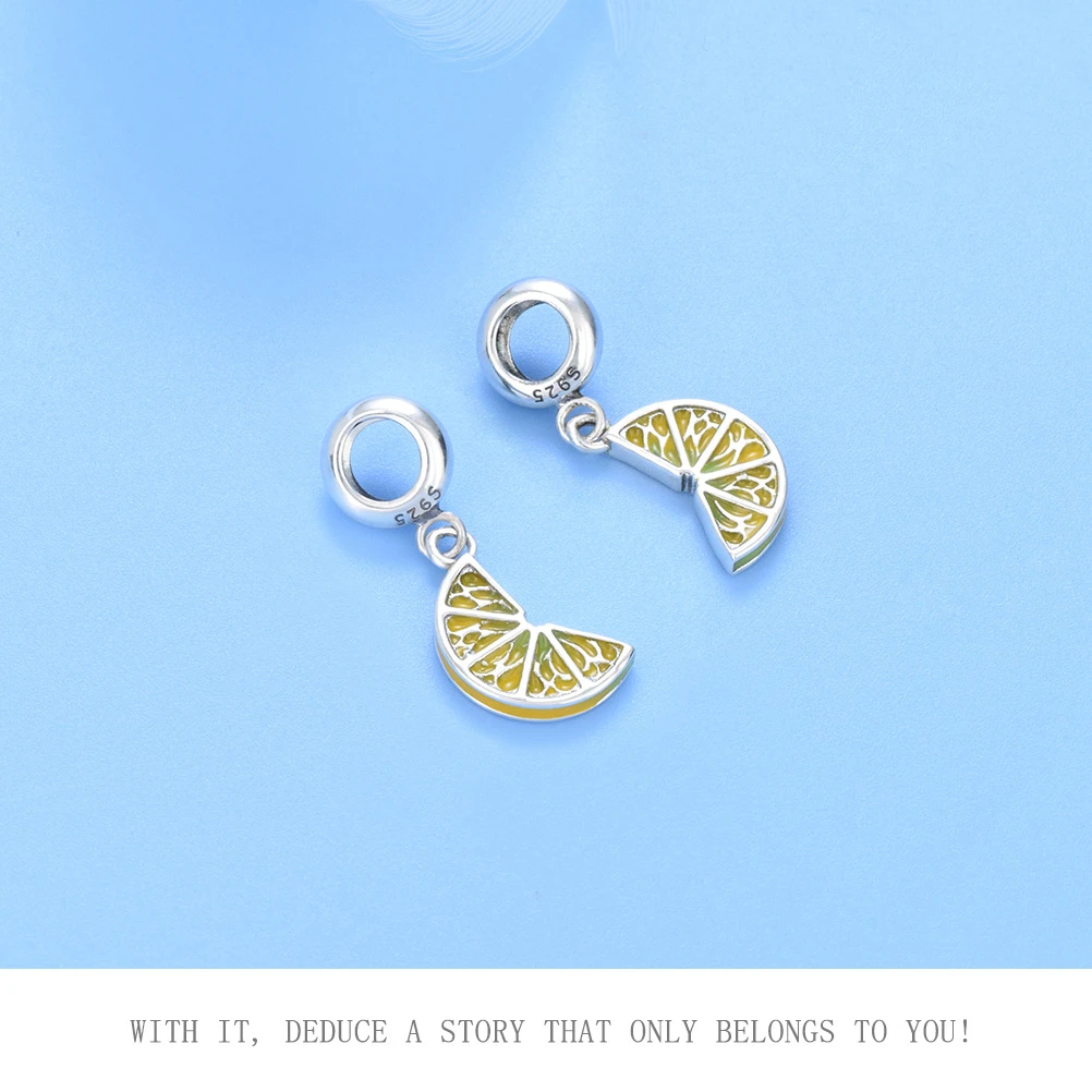Not allergic Fine Silver 925 Summer Jewelry Enamel Charm Fruit Juice Dessert Charm For Original Bracelet Accessories Women Gift