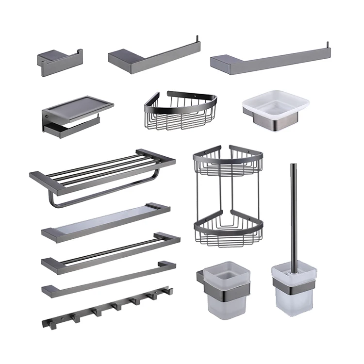 Modern Hotel Gun Black Toilet Decoration Accessories Bath Hardware Set Bathroom Accessory Set