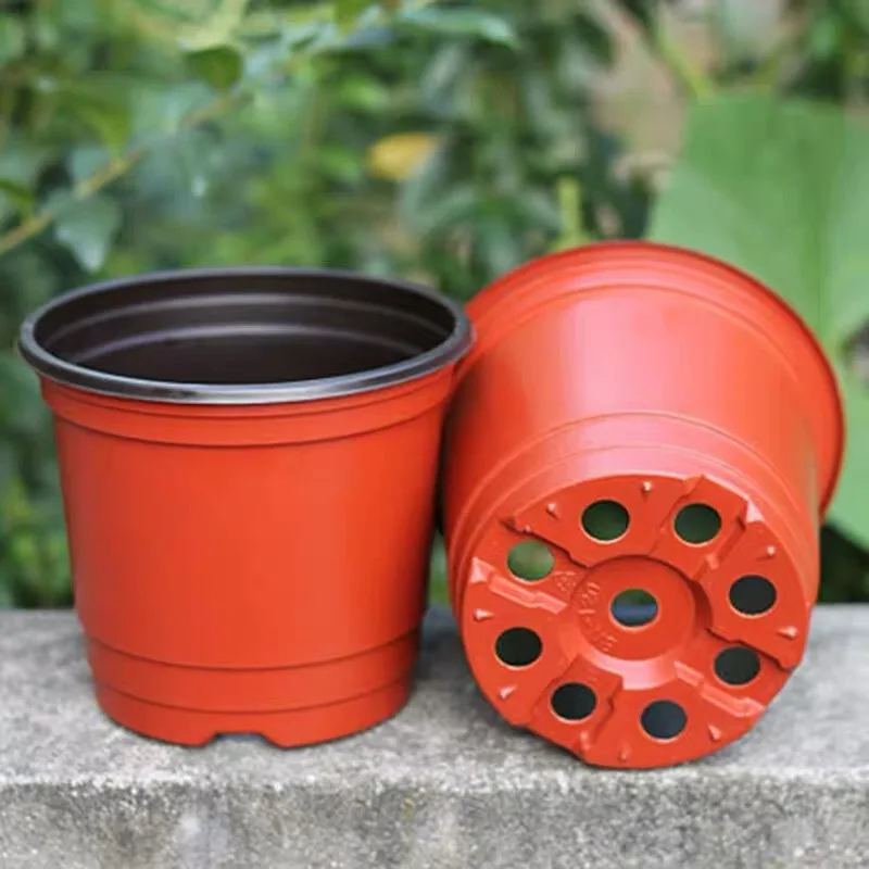 JQ Bn160 Red Pp Plastic Double Color Flower Pot For Nursery Plant