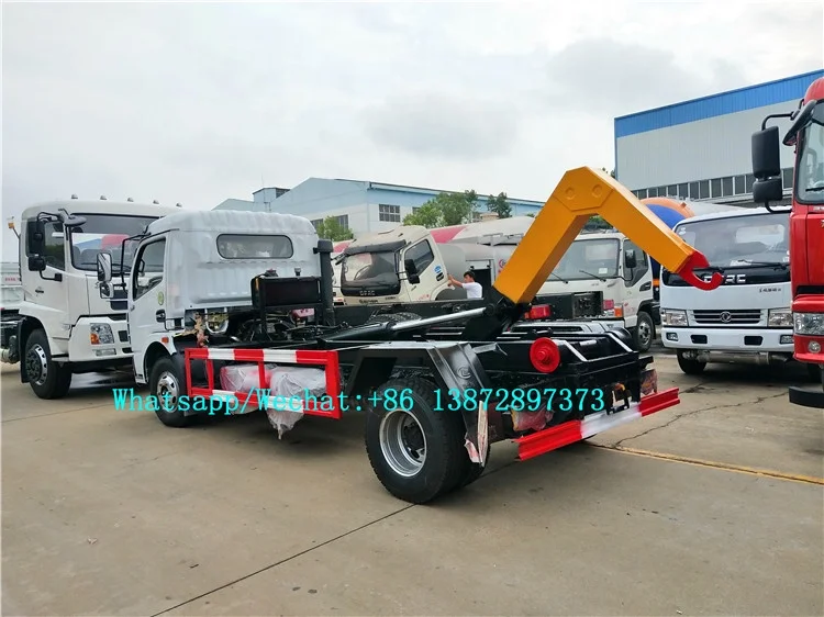 Dongfeng 4*2 Hook Lift Garbage Trucks 8m3 Bin Lifter Garbage Truck 8Tons Hydraulic Arm Garbage Truck