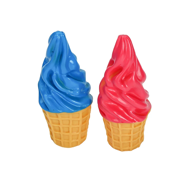 Custom Pet Products Colorful Squeaky Puppy Chew Toy Durable Soft PVC Ice Cream Cone Squeaky Dog Toy