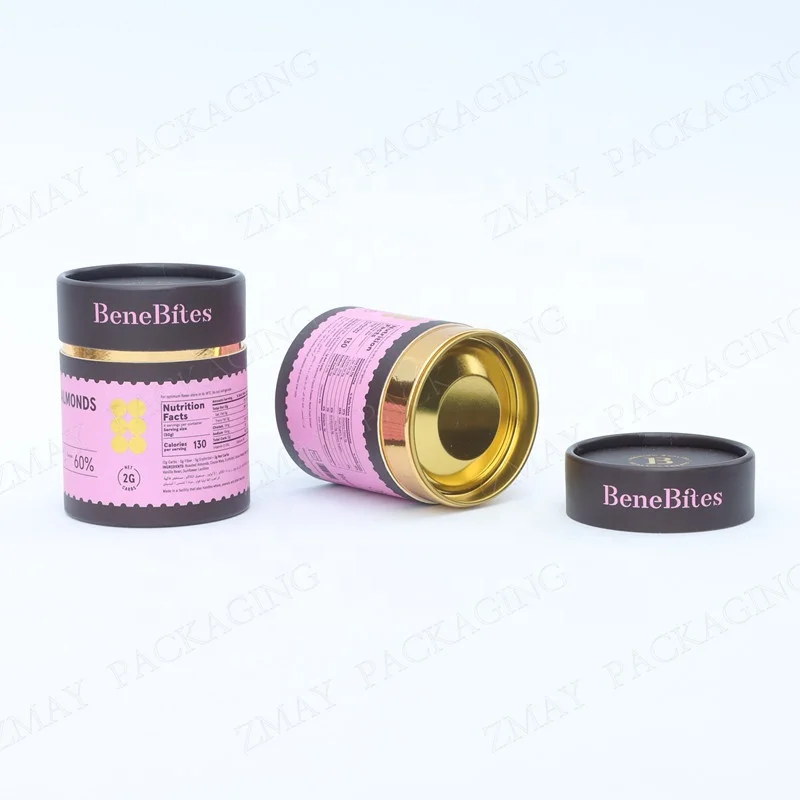 customized size cardboard round tea boxes tea can paper aluminum foil paper lining