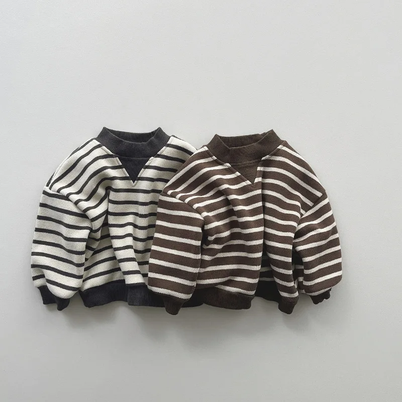 Autumn Winter New Stripe Print Long Sleeve Kids Baby Boy Fall Awesome Sweatshirt Baby Tops