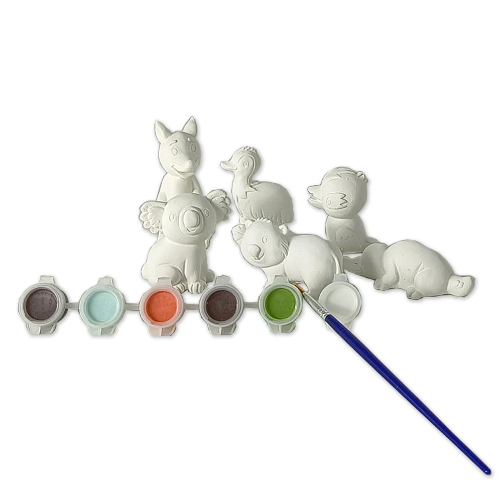 Elsas Children educational toys color painting plaster set DIY craft plain ceramic animals figures