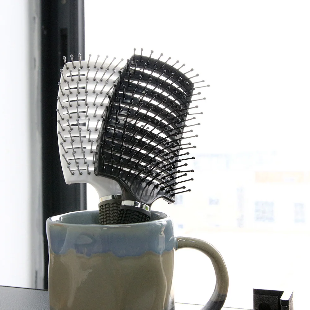 Classic Heat-Resistant  curved vent hair brush with nylon ball point bristle Detangler hair brush