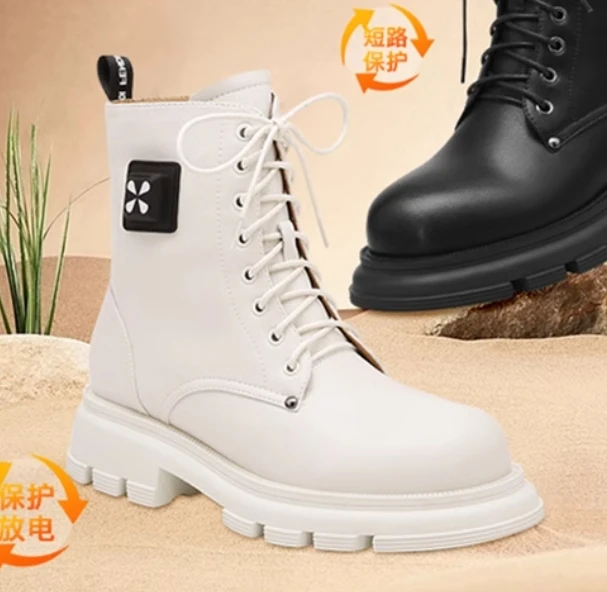 Leather wool electric electric heated shoes Charging heating shoes Winter  Warm snow boots electric  rechargeable heating shoes