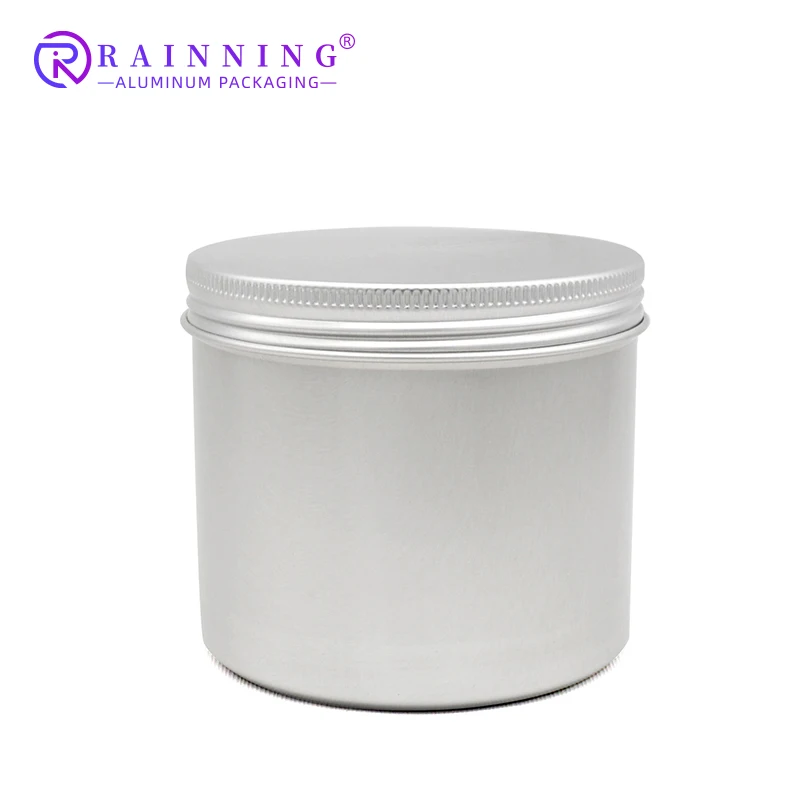 300 ml Cosmetic Aluminum Jar With Lid Silver Small Round Shape Cosmetic Packaging Tins