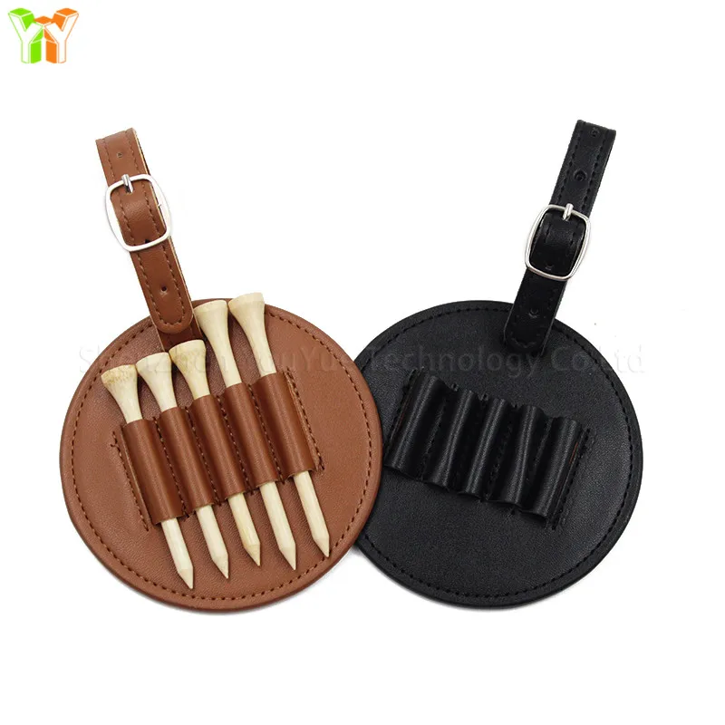 Hot Selling Fashion Pu Leather Golf Tee Bag Pouch Portable Circle Tee Tag Golf Club Tees Bag Holder