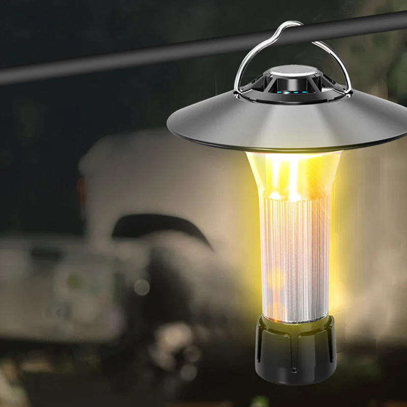 Multifunctional Camping Light Rechargeable Mini LED Magnetic Small Camping Lantern Waterproof Portable Emergency Lights