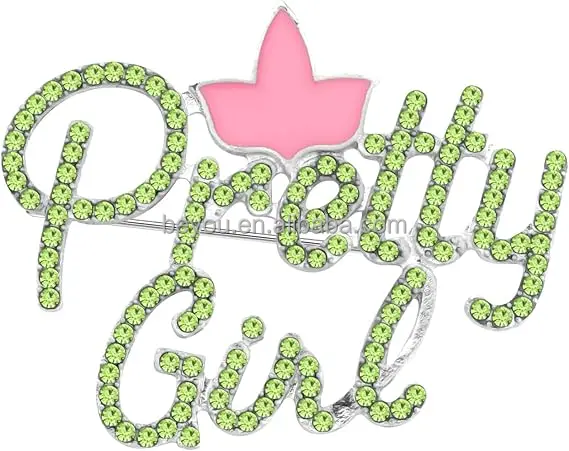 Greek Alpha Pink and Green Sorority Graduation Gifts Maple Leaf Pretty Girl Pearl Rhinestone Pin Brooch For Women Jewelry Gifts