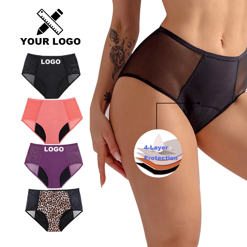 Transparent Sexy Mesh Lace Design Ropa Interior Full Protection Washable 4 Layers Leak-Proof Underwear Menstrual Period Panties