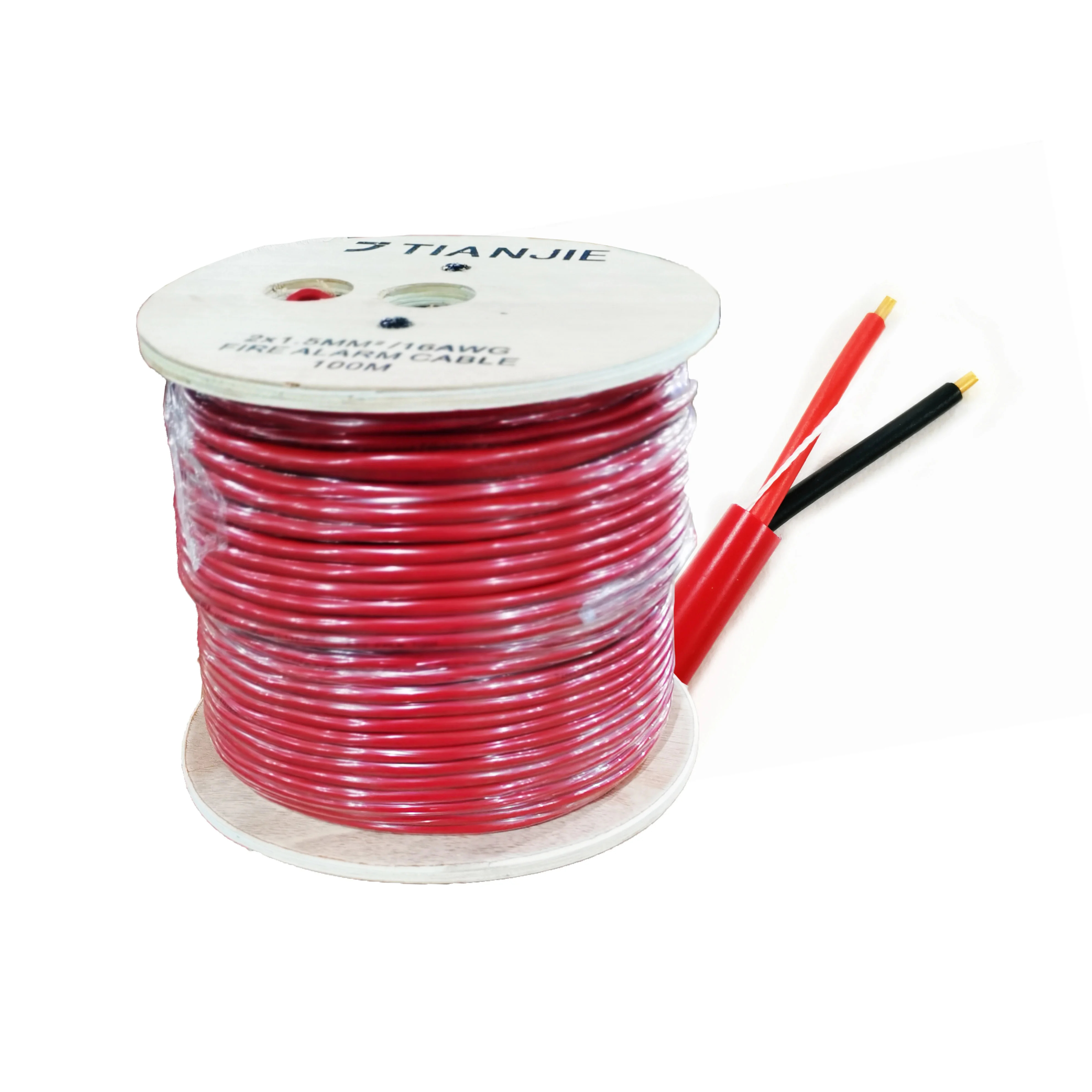 2C 16AWG  FPLR Unshielded Solid Copper RED  Jacket Fire Alarm Cable for Fire Alarm Systems