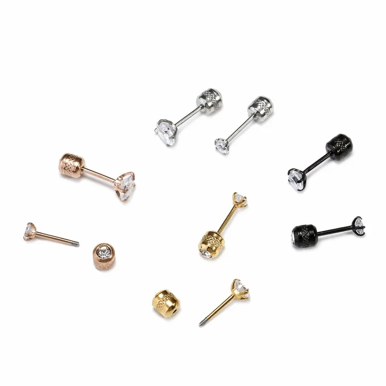 Fashion Unisex Women Men Stainless Steel Barbell Boy Stud Earring Piercing Jewelry Men Earring Set