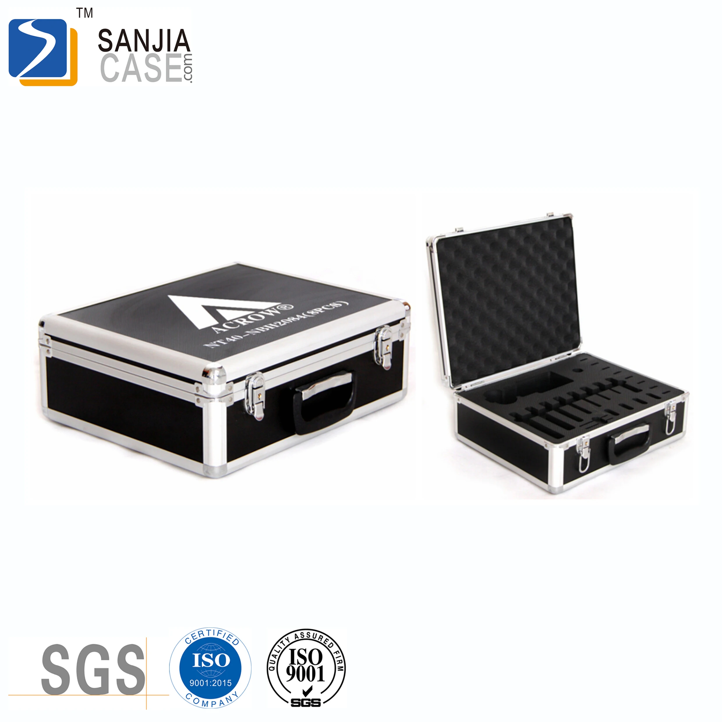 Hard aluminum instrument protective case cosmetic storage case with foam inside equipment case